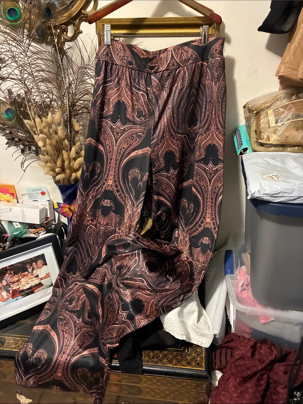 Black & Copper Paisley wide leg pants